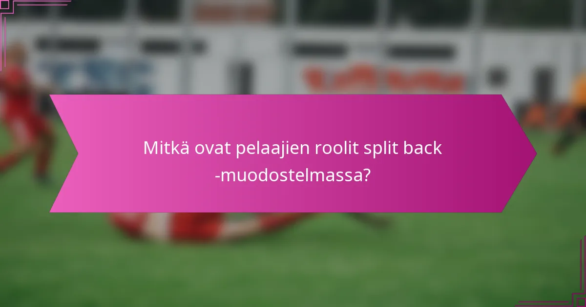 Mitkä ovat pelaajien roolit split back -muodostelmassa?